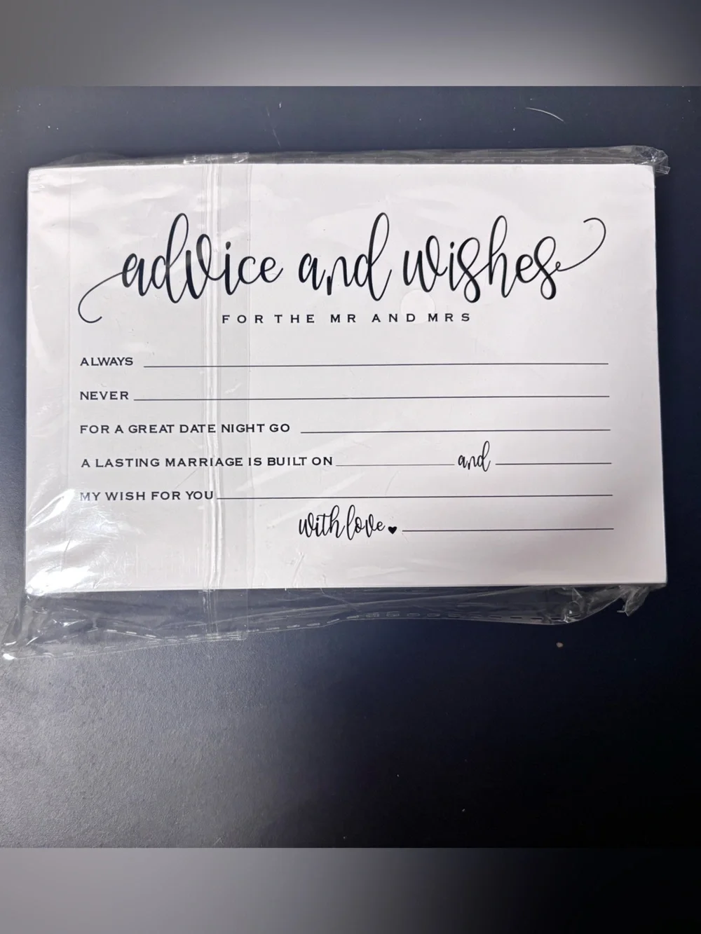 White 'Advice and Wishes' Wedding Wishes Cards and Pencils- Pack
